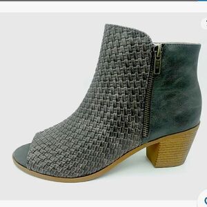 Grey open toe booties size